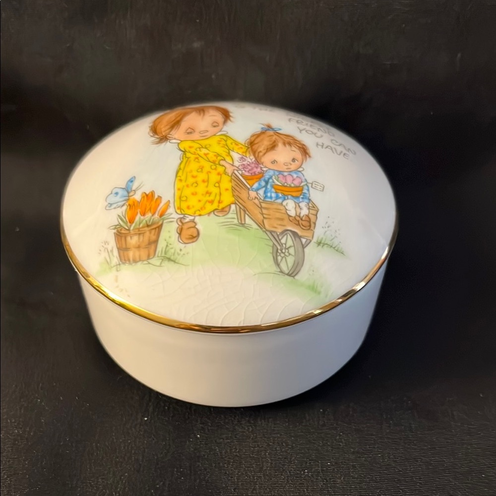 Hallmark Ceramic Box with Gold and Colorful Illustration